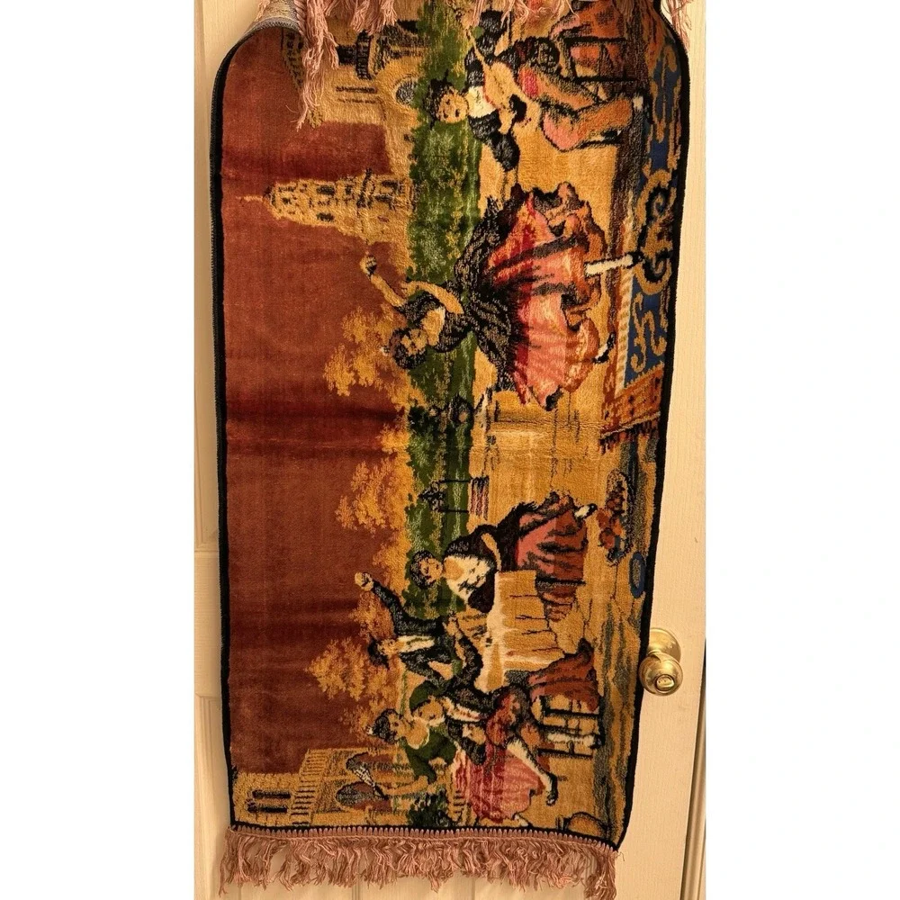 Vintage Tapestry Spanish Flamenco Dancers Scene Vibrant Colors 39